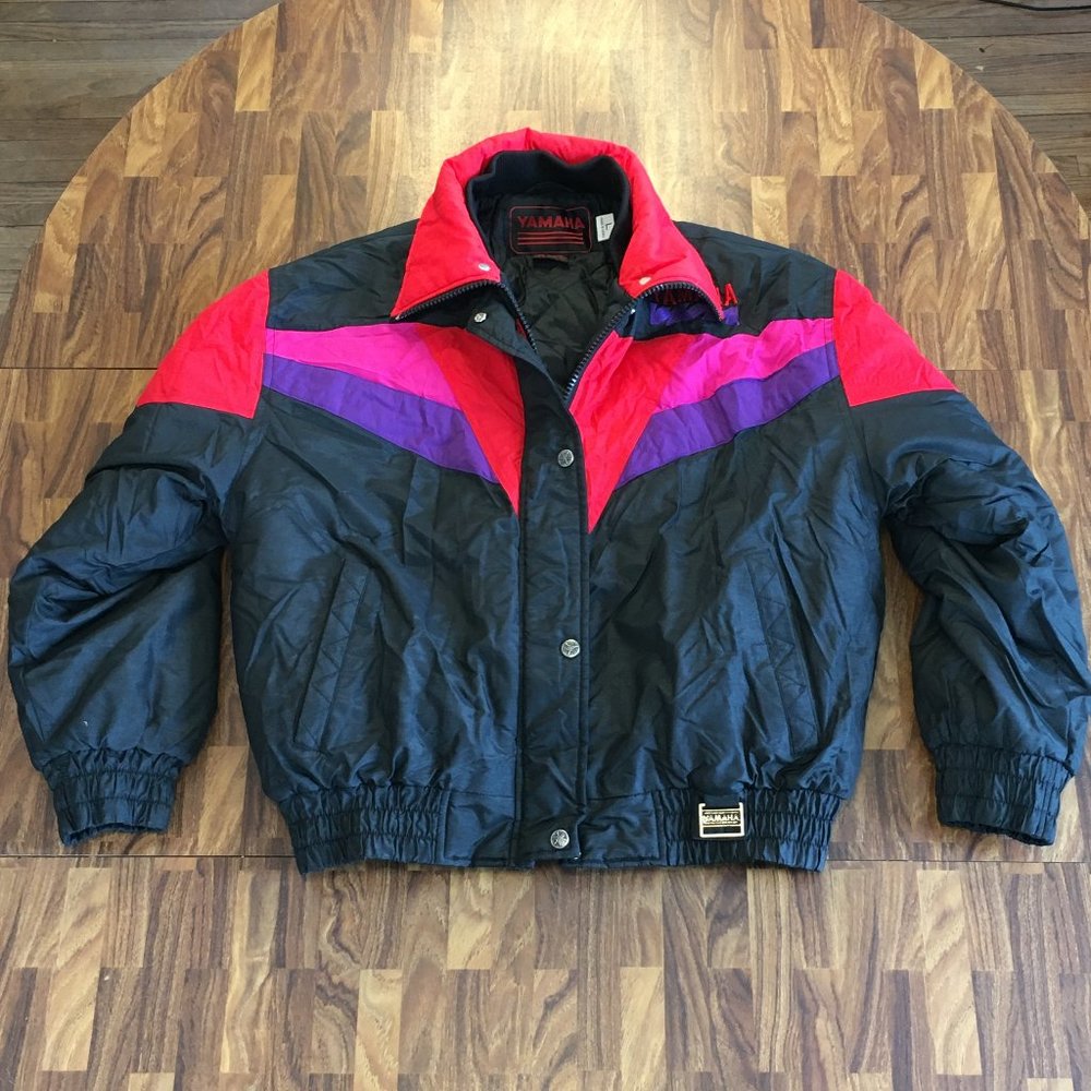 Vintage YAMAHA Snowmobile Jacket Youth LG (Adult S) 7073 Red Blk Purple Pink